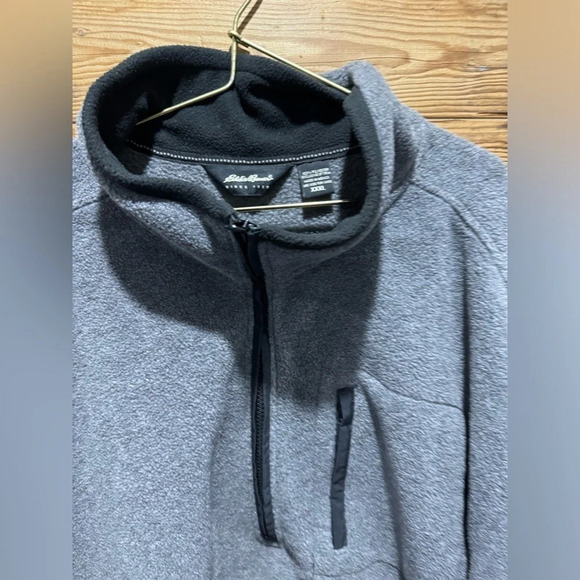 Eddie Bauer fleece 1/4 zip cozy warm pull over unisex gray 90s style pocket 3XL - Picture 3 of 4